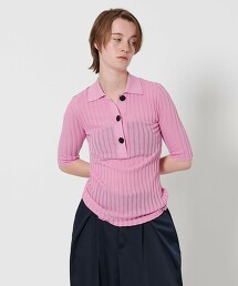 ＜AEWEN MATOPH＞透膚羅紋POLO針織衫