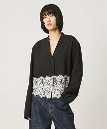 ＜AEWEN MATOPH＞蕾絲拼接襯衫罩衫 日本製