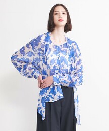 ＜AEWEN MATOPH＞雪紡紗印刷領結罩衫 日本製