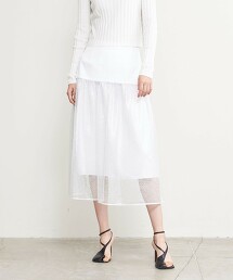 ＜AEWEN MATOPH＞蕾絲金屬箔印刷褶裙 日本製