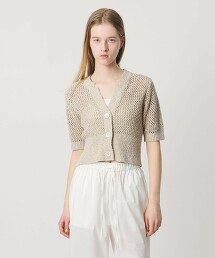 ＜AEWEN MATOPH＞混毛線短袖針織 BEIGE