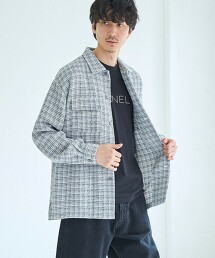 網路限定【RONEL】花式紗粗呢襯衫