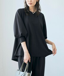 【RONEL】剪裁喬其紗蓬鬆袖罩衫