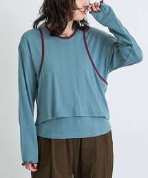 【RONEL/套裝單品】針織層次感長袖Ｔ恤