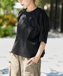 【RONEL】平滑短袖抓皺上衣