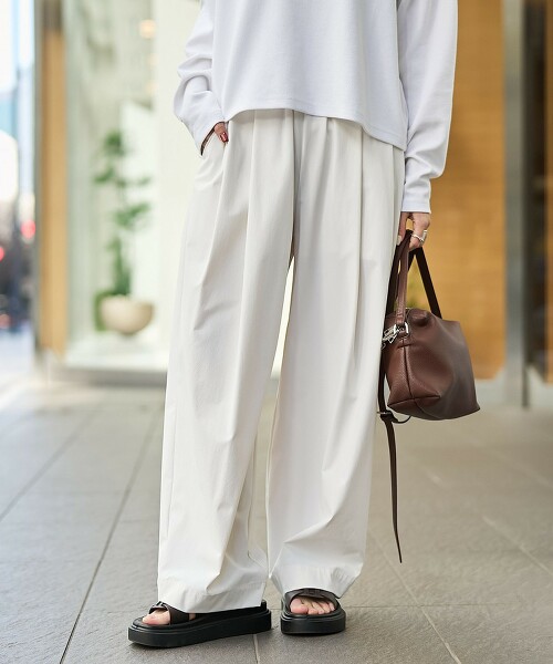 【RONEL】四季通用多機能弧形寬褲