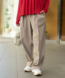 【RONEL】四季通用多機能直筒寬版打摺褲