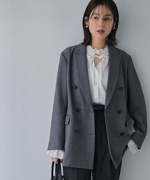 網路限定【RONEL】綾織雙排釦外套