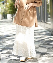 【RONEL】針織蕾絲荷葉裙