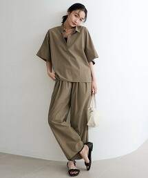 【RONEL】機能土耳其袖罩衫＋打摺輕便寬褲 套組 涼感/防潑水/抗皺/2way彈性
