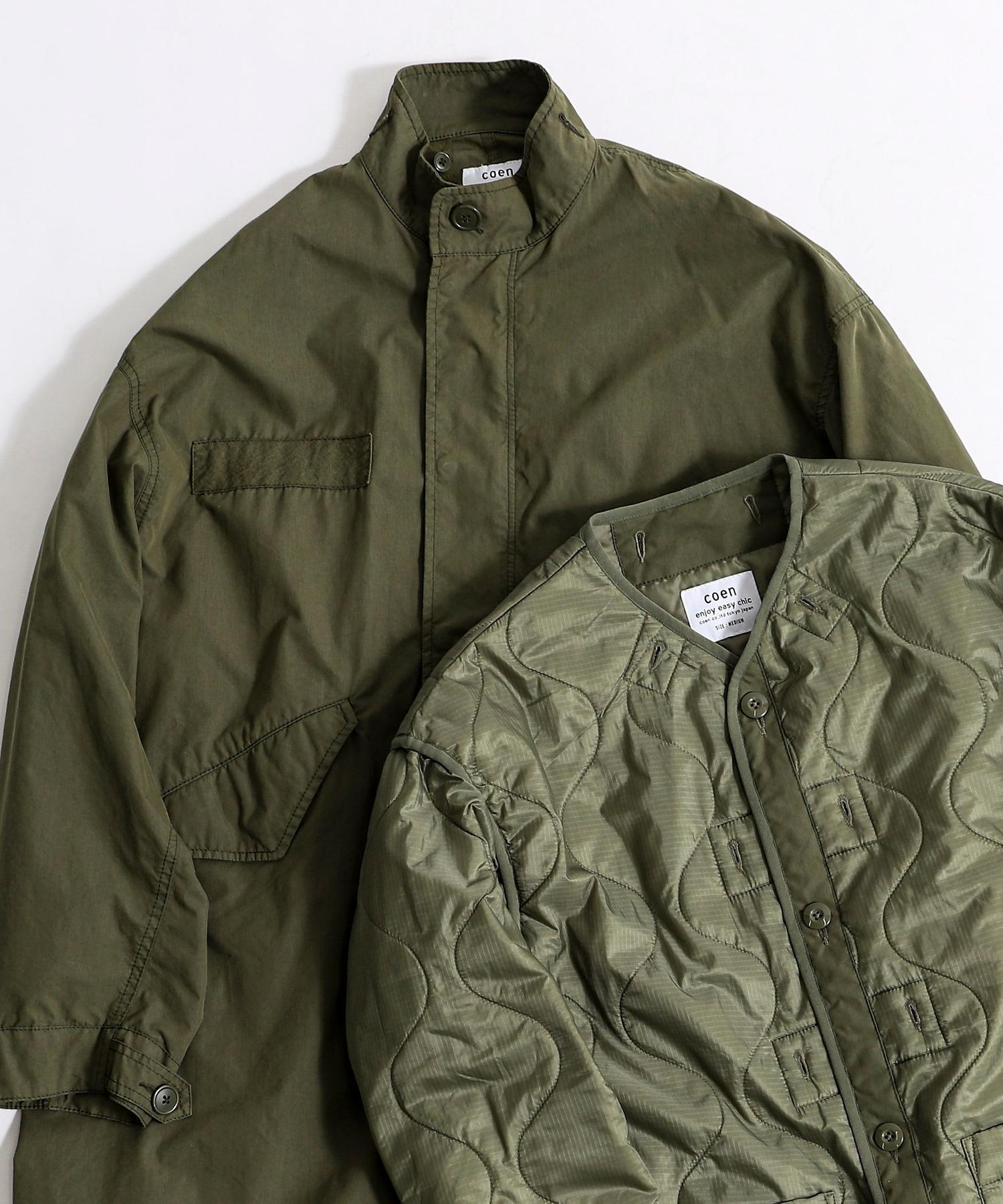寬版繭型剪裁 M-65 大衣＆絎縫內襯2件組 3WAY野戰大衣