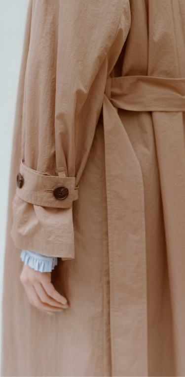 NYLON TAILORED BELTED COAT