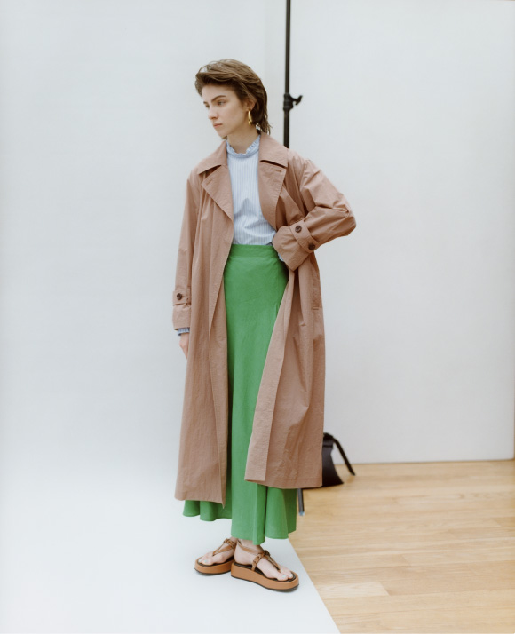 NYLON TAILORED BELTED COAT