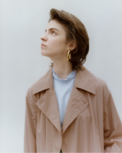 NYLON TAILORED BELTED COAT