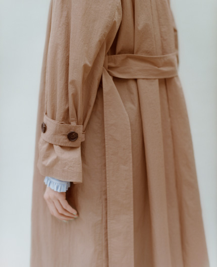 NYLON TAILORED BELTED COAT