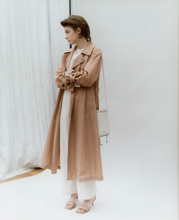 NYLON TAILORED BELTED COAT STYLE VARIATION
